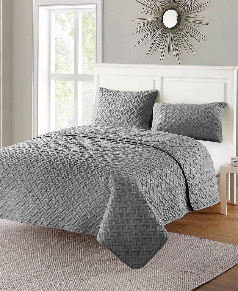 Vcny Home Nina Embossed 3-Pc.Quilt Set, King