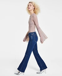 Guess Women's Whiskered Faded-Front Bootcut Denim Jeans