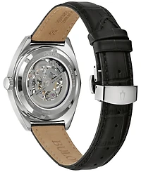 Bulova Men's Automatic Classic Surveyor Black Leather Strap Watch 41mm