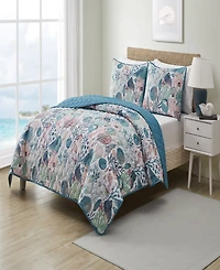 Vcny Home Ivory Coast Disperse Print Reversible 3 Piece Quilt Set, Full/Queen