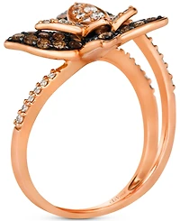 Le Vian Chocolate Diamond & Nude Diamond Double Butterfly Statement Ring (7/8 ct. t.w.) in 14k Rose Gold