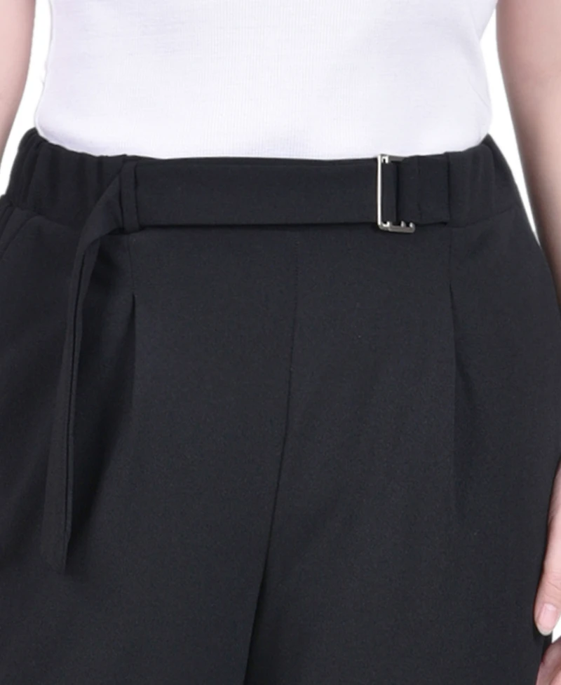 Ny Collection Petite Belted Scuba Crepe Pants