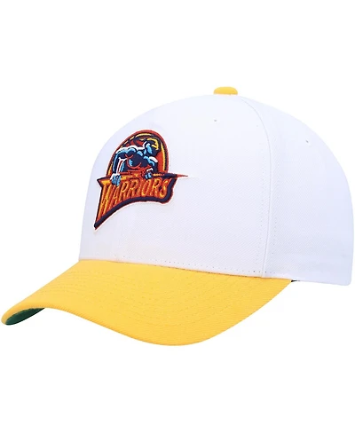 Men's Mitchell & Ness White, Gold Golden State Warriors Hardwood Classics Core 2-Tone 2.0 Pro Snapback Hat