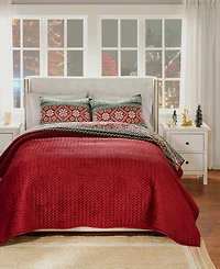 Greenland Home Fashions Fair Isle Velvet Reversible 3 Piece Quilt Set