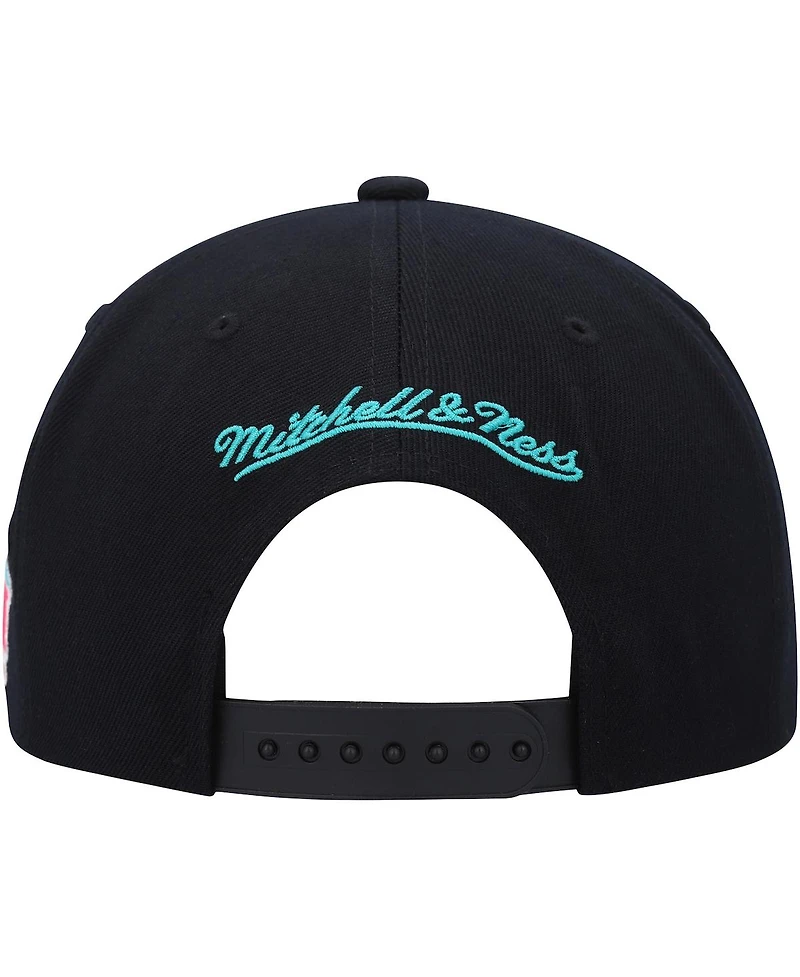 Men's Mitchell & Ness Black San Antonio Spurs Hardwood Classics Mvp Team Script 2.0 Snapback Hat