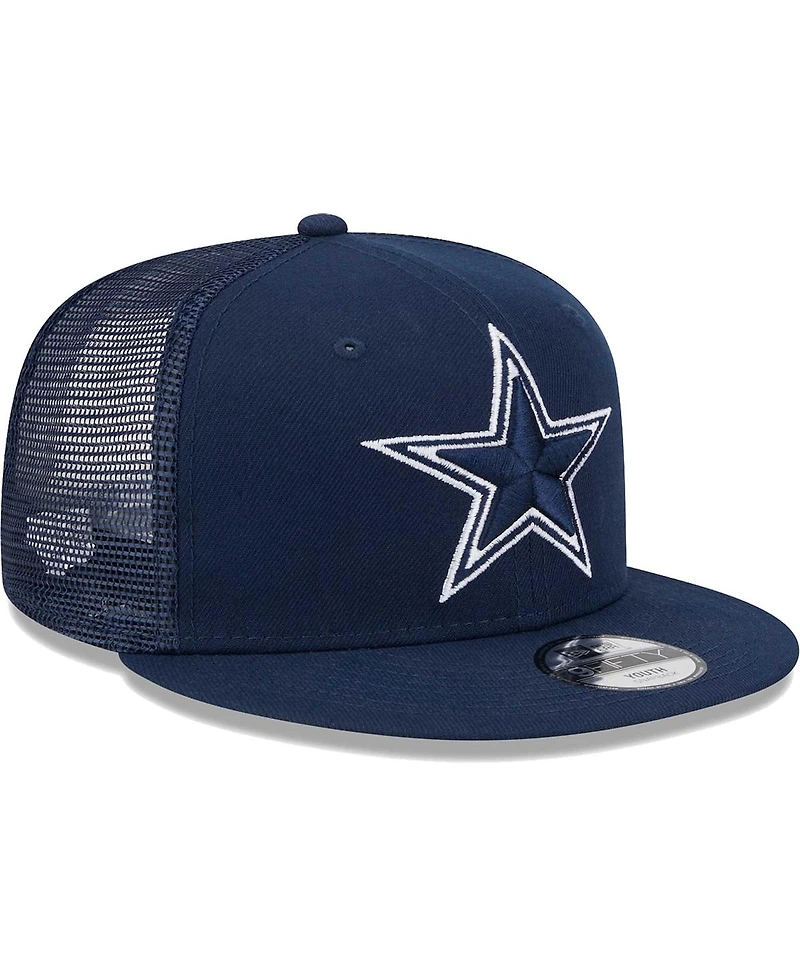 Big Boys and Girls New Era Navy Dallas Cowboys Main Trucker 9FIFTY Snapback Hat