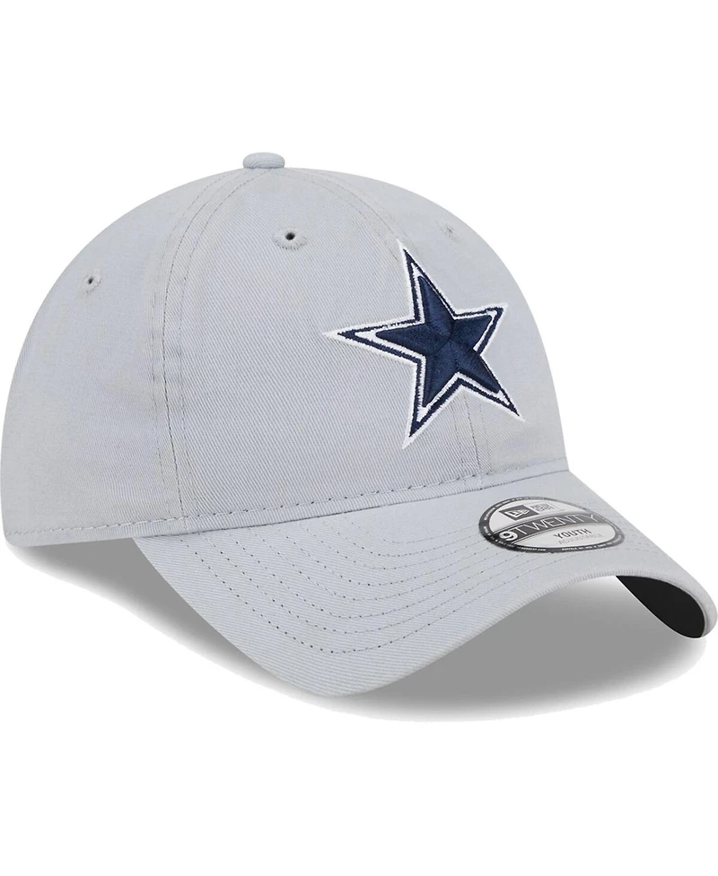 Big Boys and Girls New Era Gray Dallas Cowboys Main Core Classic 2.0 9TWENTY Adjustable Hat