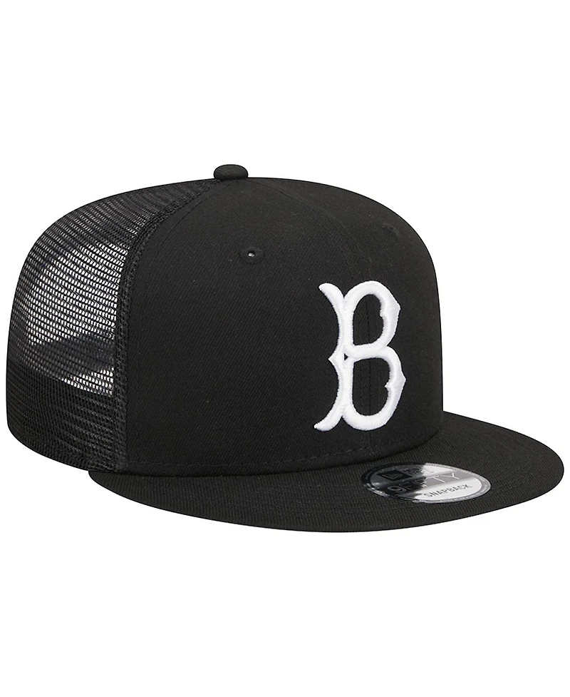 Men's New Era Black Brooklyn Dodgers Cooperstown Collection Trucker 9FIFTY Snapback Hat