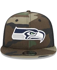 Big Boys and Girls New Era Camo Seattle Seahawks Main Trucker 9FIFTY Snapback Hat