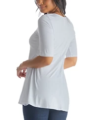 24seven Comfort Apparel Women's Elbow Sleeve Swing Tunic Top