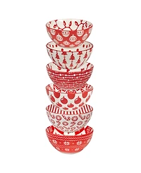 Certified International Peppermint Candy 30 oz All Purpose Bowls Set of 6, Service for 6