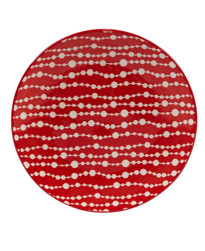 Certified International Peppermint Candy 6" Canape Plates Set of 6, Service for 6
