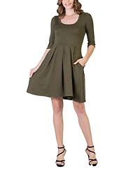 24seven Comfort Apparel Women's Three Quarter Sleeve Mini Dress