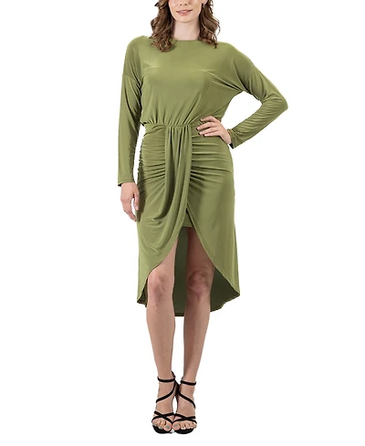 24seven Comfort Apparel Women's Long Sleeve Knee Length Dress