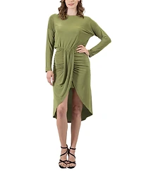 24seven Comfort Apparel Women's Long Sleeve Knee Length Dress