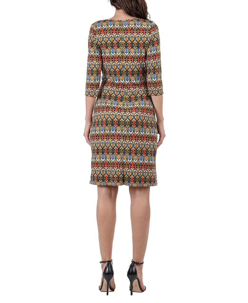 24seven Comfort Apparel Women's Knee Length Faux Wrap Dress