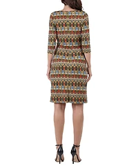 24seven Comfort Apparel Women's Knee Length Faux Wrap Dress
