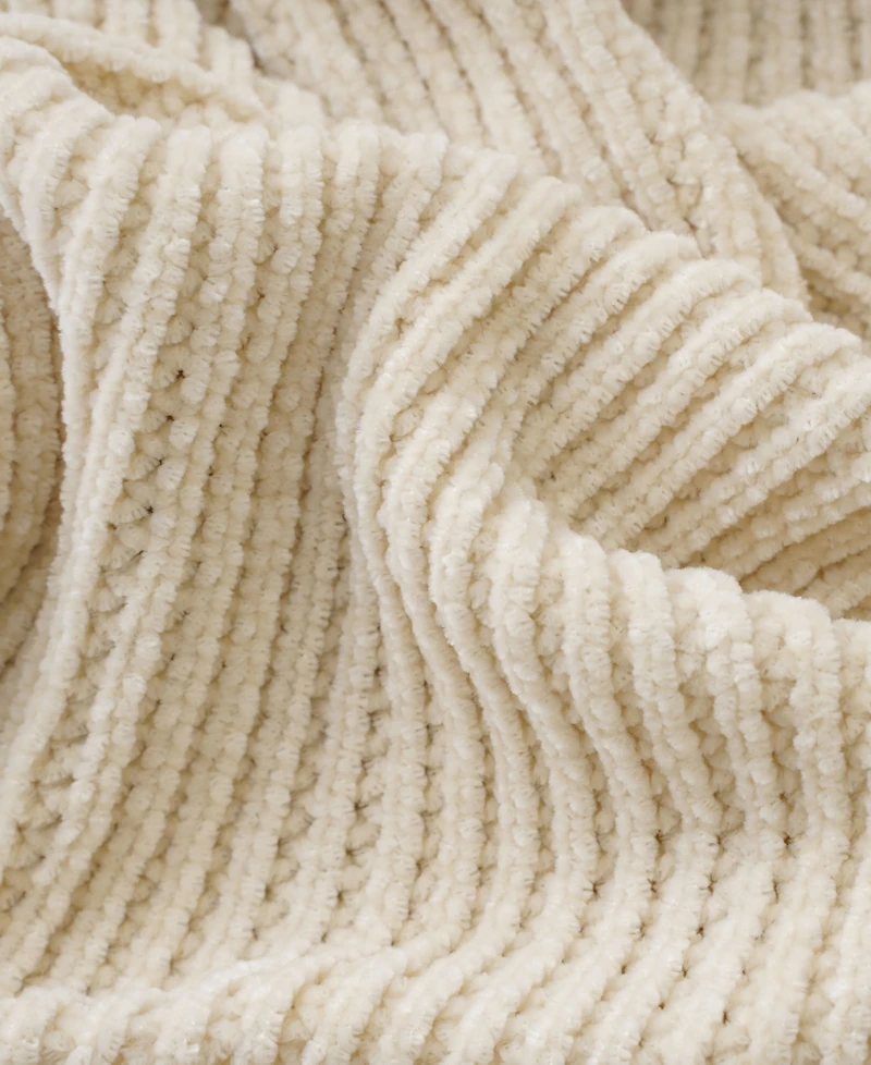 Battilo Classic Textured Ribbed Knit Throw, 50" x 60"