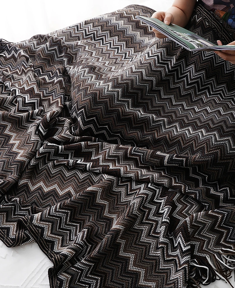 Battilo Lifestyle Colorful Chevron Bohemian Knit Throw, 51" x 80"