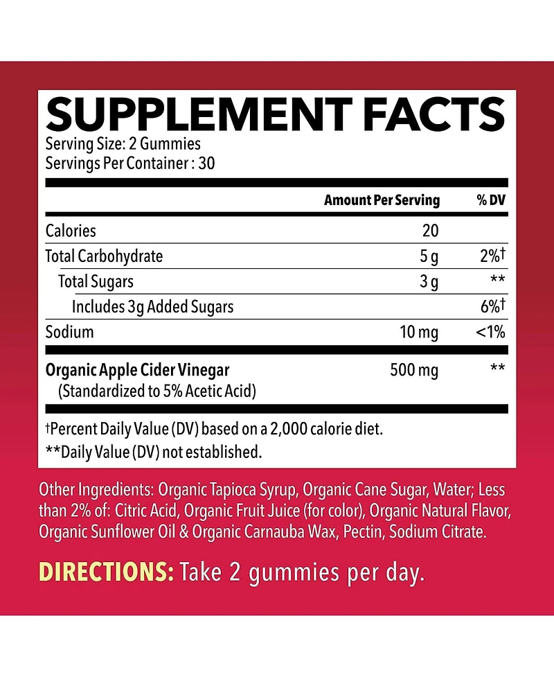 Apple Cider Vinegar Gummies, Apple Flavor, Havasu Nutrition, 60ct