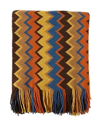 Battilo Lifestyle Colorful Chevron Bohemian Knit Throw, 51" x 80"