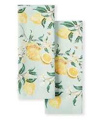 Martha Stewart Lemon Whimsy Dual Purpose Kitchen Towel 2-Pack Set, 16" x 28"