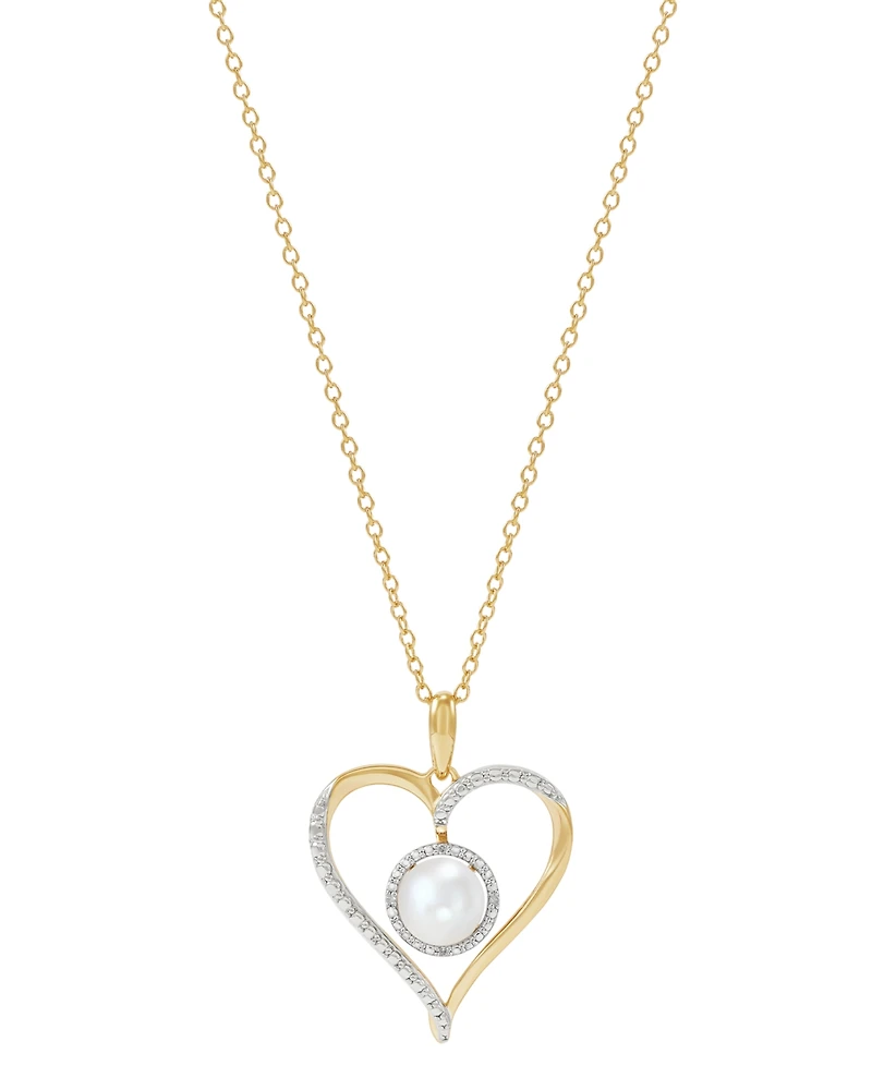 Birthstone Gemstone & Diamond Accent Heart 18" Pendant Necklace 14k Gold-Plated Sterling Silver