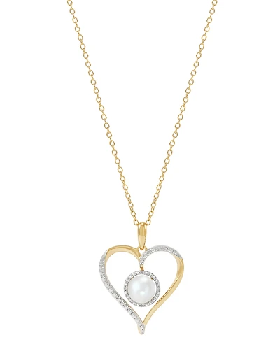 Birthstone Gemstone & Diamond Accent Heart 18" Pendant Necklace 14k Gold-Plated Sterling Silver