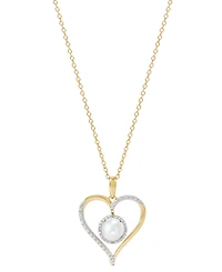 Birthstone Gemstone & Diamond Accent Heart 18" Pendant Necklace 14k Gold-Plated Sterling Silver