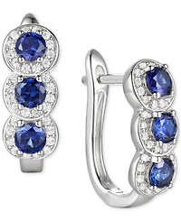 Lab-Grown Opal (1/4 ct. t.w.) & White Sapphire Triple Halo Leverback Earrings 14k Rose Gold-Plated Sterling Silver (Also i