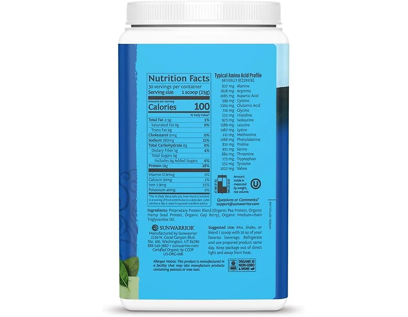 Warrior Blend, Unflavored, Sunwarrior, Protein Powders 750gm