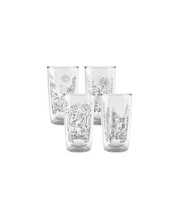 Tervis Wildflower Crystal Collection Made in Usa Double Walled Insulated Tumbler Travel Cup Keeps Drinks Cold & Hot, 16oz - 4pk, Assorted