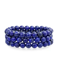 Bling Jewelry Stackable Set Of 3 Natural Stone Round Bead 8MM Multi Strand Stretch Bracelet