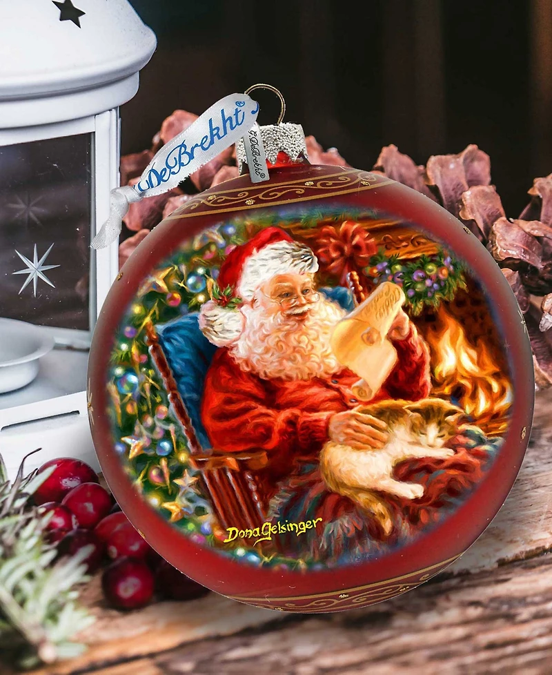 Designocracy House Warming Santa Large Holiday Glass Collectible Ornaments D. Gelsinger