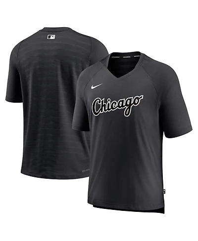 Men's Nike Black Chicago White Sox Authentic Collection Pregame Raglan Performance V-Neck T-shirt