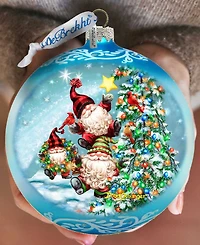 Designocracy Reaching High Dwarfs Lg Glass Christmas Collectible Ornaments D. Gelsinger