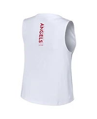 Women's Wear by Erin Andrews White Los Angeles Angels Lace-Up Tank Top