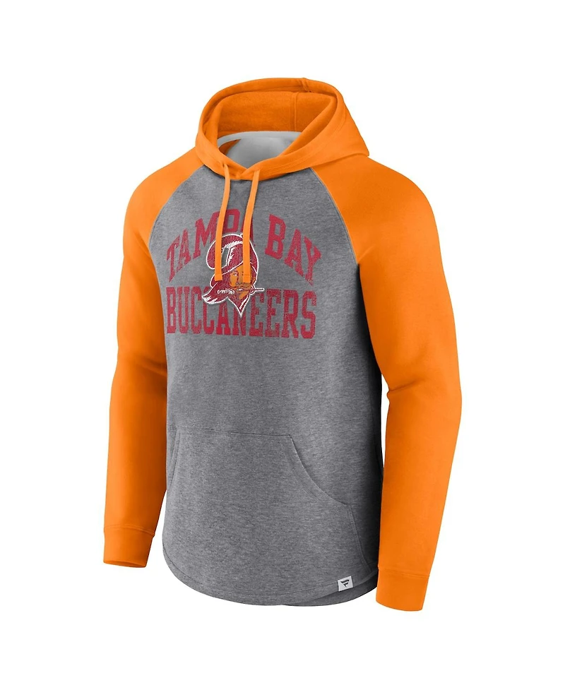 Men's Fanatics Heather Gray Tampa Bay Buccaneers Favorite Arch Raglan Pullover Hoodie