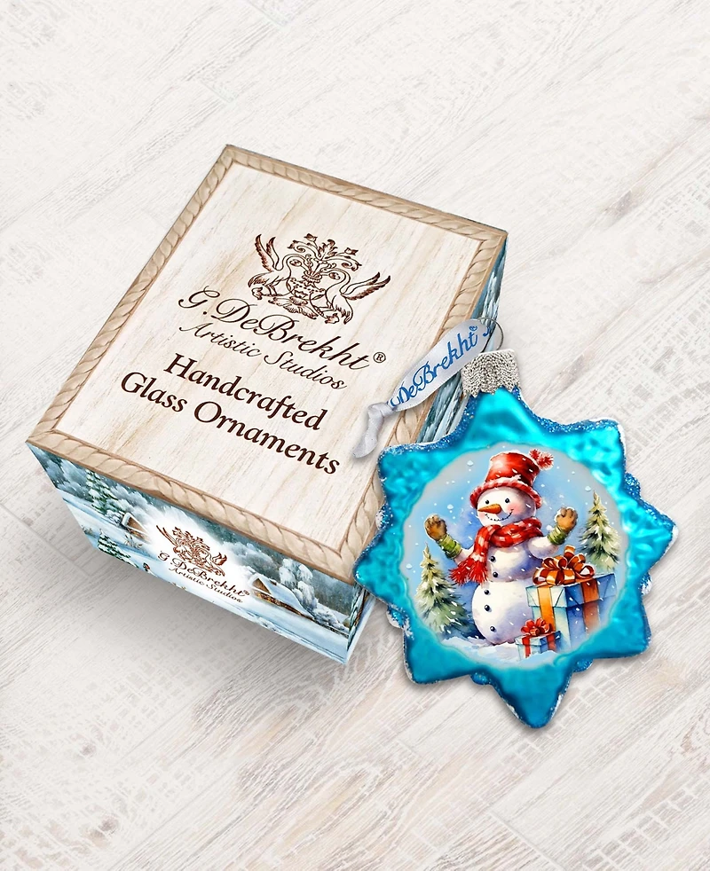 Designocracy Snowman Gift Keepsake Holiday Mercury Glass Ornaments G. DeBrekht