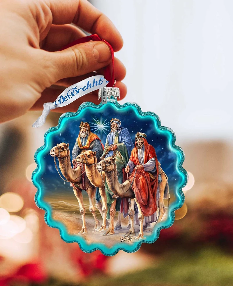 Designocracy Three Kings Wreath Holiday Mercury Glass Ornaments G. DeBrekht
