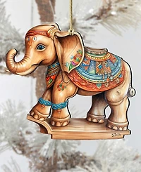 Designocracy Carousel Elephant Christmas Wooden Ornaments Holiday Decor G. DeBrekht