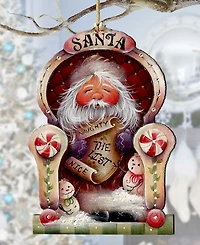 Designocracy Santa Checking his List Christmas Wooden Ornaments Holiday Decor J. Mills-Price