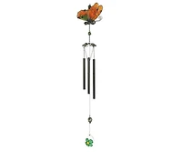 35" Long Yellow Butterfly Wind Chime with Black Gem
