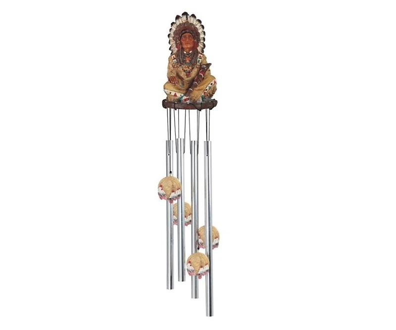 23" Long Indian Chief Round Top Wind Chime Native American