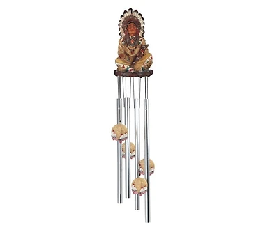 23" Long Indian Chief Round Top Wind Chime Native American