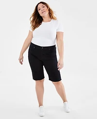 Style & Co Plus Denim Raw-Edge Bermuda Shorts, Created for Macy's