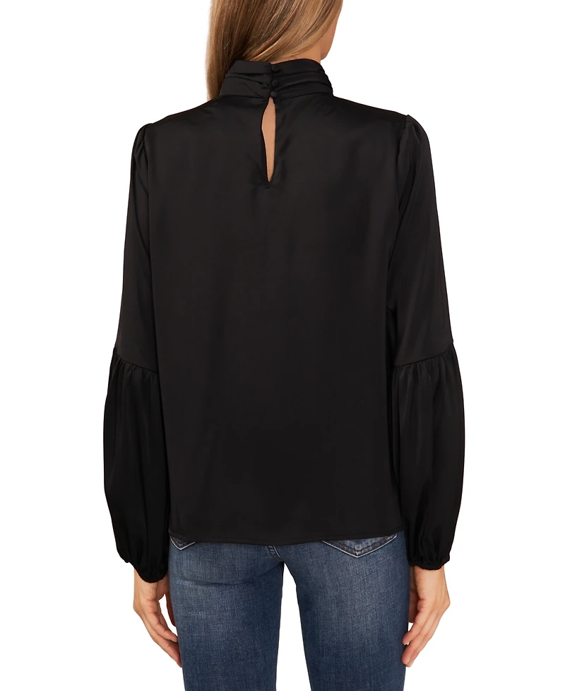 CeCe Women's Blouson-Sleeve Mock-Neck Blouse