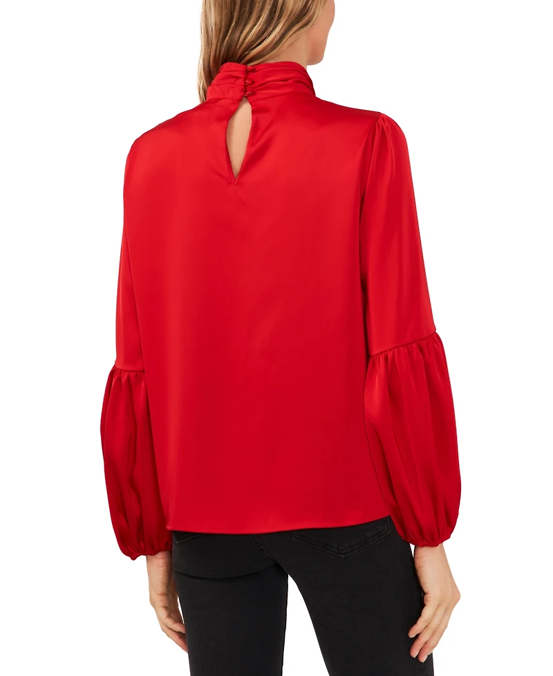 CeCe Women's Blouson-Sleeve Mock-Neck Blouse