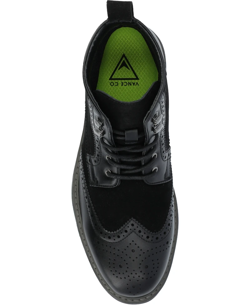 Vance Co. Men's Virgil Tru Comfort Foam Wingtip Lace-Up Ankle Boots