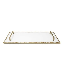 Glass Tray with Gold-Tone Rim and Handles